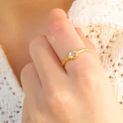 kirkas quartz sormus kullattua hopeaa - Lumé Etched