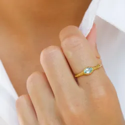 sininen kristalli sormus kullattua hopeaa - Lumé Etched