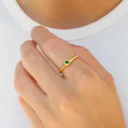 vihreä kristalli sormus kullattua hopeaa - Loom Stones