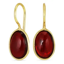 ovaaleja punainen kristalli korvarenkaat  kullattu hopea - Loom Stones