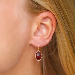 ovaaleja punainen kristalli korvarenkaat  kullattu hopea - Loom Stones
