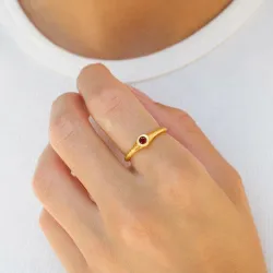 punainen kristalli sormus kullattua hopeaa - Loom Stones