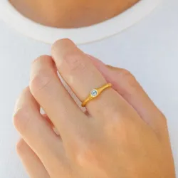 sininen kristalli sormus kullattua hopeaa - Loom Stones
