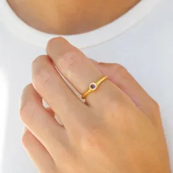 pinkki kristalli sormus kullattua hopeaa - Loom Stones