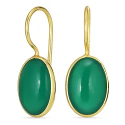 ovaaleja vihreä onyx korvarenkaat  kullattu hopea - Loom Stones
