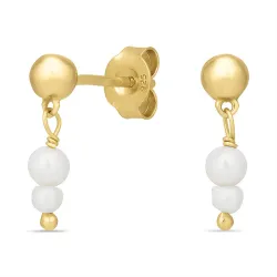 valkoinen helmi korvarenkaat  kullattu hopea