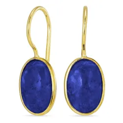 ovaaleja sininen jadekivi korvarenkaat  kullattu hopea - Loom Stones