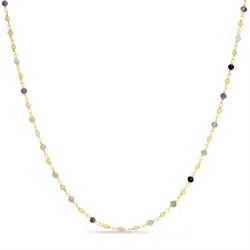 monivärinen kaulaketju kullattua hopeaa 38 + 5 cm x 2,8 mm  - Loom Stones
