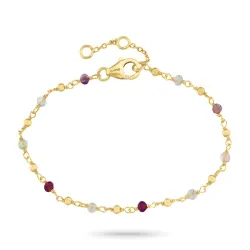 monivärinen rannekoru kullattua hopeaa - Loom Stones