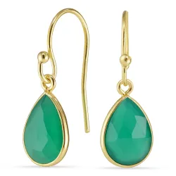 pisara vihreä onyx korvarenkaat  kullattu hopea - Loom Stones