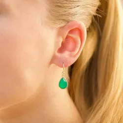 pisara vihreä onyx korvarenkaat  kullattu hopea - Loom Stones