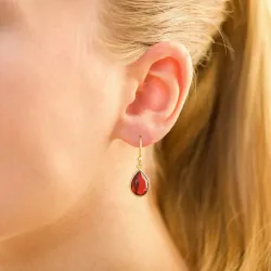 pisara punainen kristalli korvarenkaat  kullattu hopea - Loom Stones