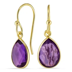 pisara ametisti korvarenkaat  kullattu hopea - Loom Stones