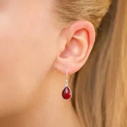 pisara granaatti korvarenkaat  hopea - Loom Stones