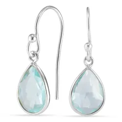 pisara sininen kristalli korvarenkaat  hopea - Loom Stones