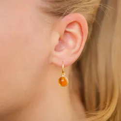 synteettinen meripihka korvarenkaat  kullattua hopeaa - Loom Stones