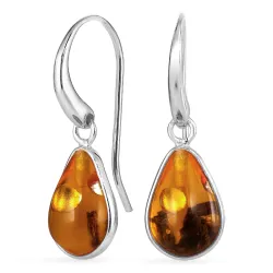 synteettinen meripihka korvarenkaat  hopea - Loom Stones