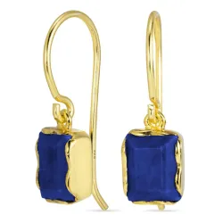 neliskulmainen sininen jadekivi korvarenkaat  kullattu hopea - Loom Stones