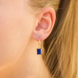 neliskulmainen sininen jadekivi korvarenkaat  kullattu hopea - Loom Stones