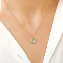 pisara sininen kristalli riipus  kullattua hopeaa - Loom Stones