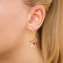 lehti vihreä kristalli korvarenkaat  kullattua hopeaa - Loom Stones