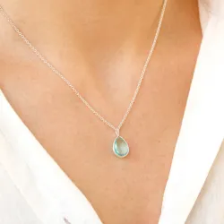 pisara sininen kristalli riipus  hopeaa - Loom Stones