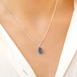 pisara tummansininen kristalli riipus  hopeaa - Loom Stones