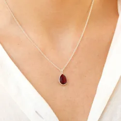 pisara granaatti riipus  hopeaa - Loom Stones