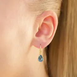 pisara tummansininen kristalli korvarenkaat  kullattua hopeaa - Loom Stones