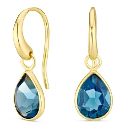 tummansininen kristalli korvarenkaat  kullattu hopea - Loom Stones