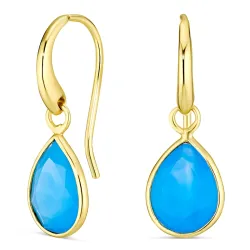 sininen kalcedoni korvarenkaat  kullattu hopea - Loom Stones