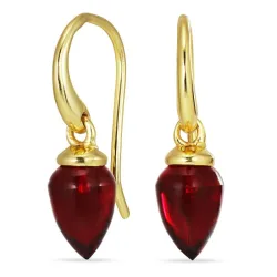 punainen kristalli korvarenkaat  kullattu hopea - Loom Stones