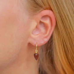 punainen kristalli korvarenkaat  kullattu hopea - Loom Stones