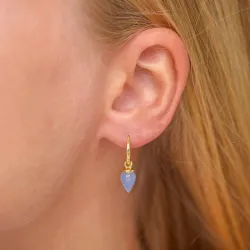 sininen onyx-kiveä korvarenkaat  kullattua hopeaa - Loom Stones