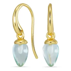 sininen kristalli korvarenkaat  kullattu hopea - Loom Stones