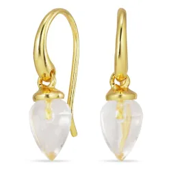 kirkas quartz korvarenkaat  kullattua hopeaa - Loom Stones