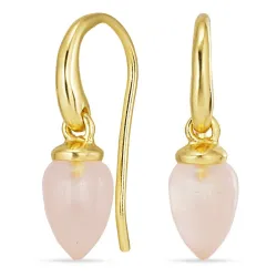 roosanvärinen kvartsi korvarenkaat  kullattu hopea - Loom Stones