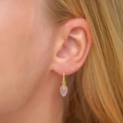 roosanvärinen kvartsi korvarenkaat  kullattu hopea - Loom Stones