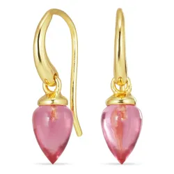 pinkki kristalli korvarenkaat  kullattu hopea - Loom Stones