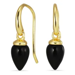 musta onyx korvarenkaat  kullattu hopea - Loom Stones