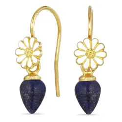 päivänkakkara Lapislatsuli korvakorukoukut  kullattu hopea