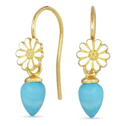 päivänkakkara turkiisi korvakorukoukut  kullattu hopea