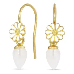 päivänkakkara kuukivi korvakorukoukut  kullattu hopea