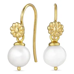 kukka helmi korvarenkaat  kullattu hopea