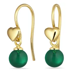 sydän vihreä kristalli korvakorukoukut  kullattu hopea