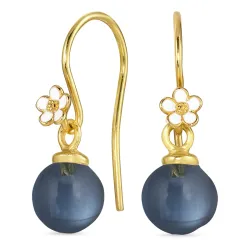 päivänkakkara tummansininen kristalli korvakorukoukut  kullattu hopea