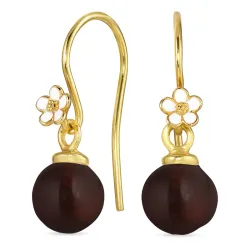 päivänkakkara punainen kristalli korvakorukoukut  kullattu hopea