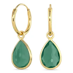 pisara vihreä kristalli rengas  kullattu hopea