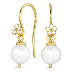 päivänkakkara helmi korvakorukoukut  kullattu hopea