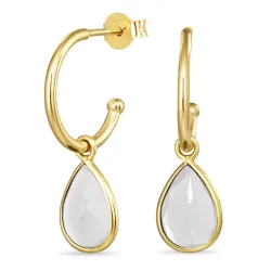 12 mm kirkas quartz rengaskorvakorut  kullattu hopea